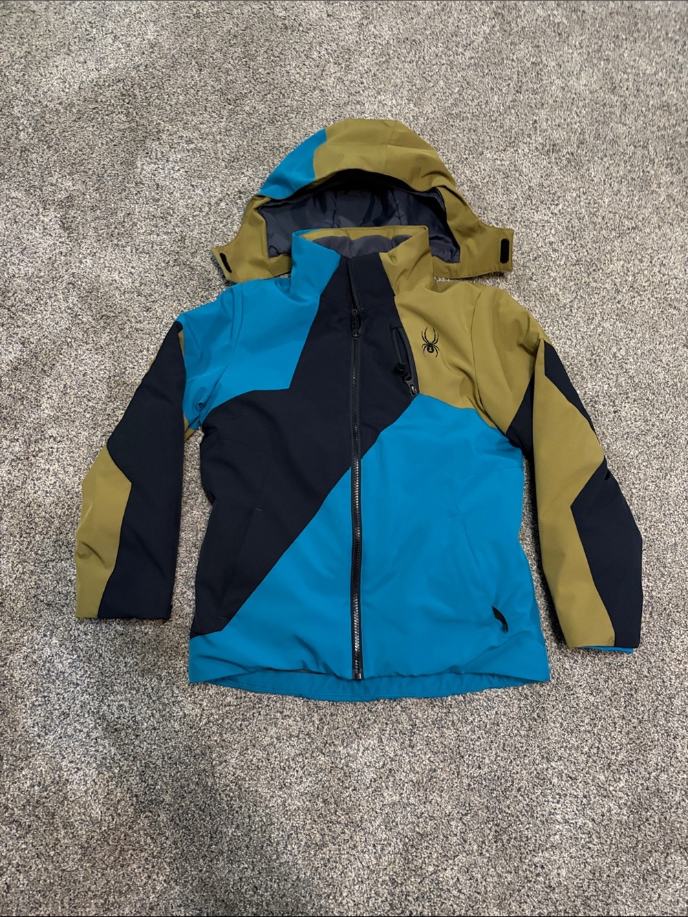 Spyder Youth Colorblock Ski Jacket in Teal, Olive & Black Size 12